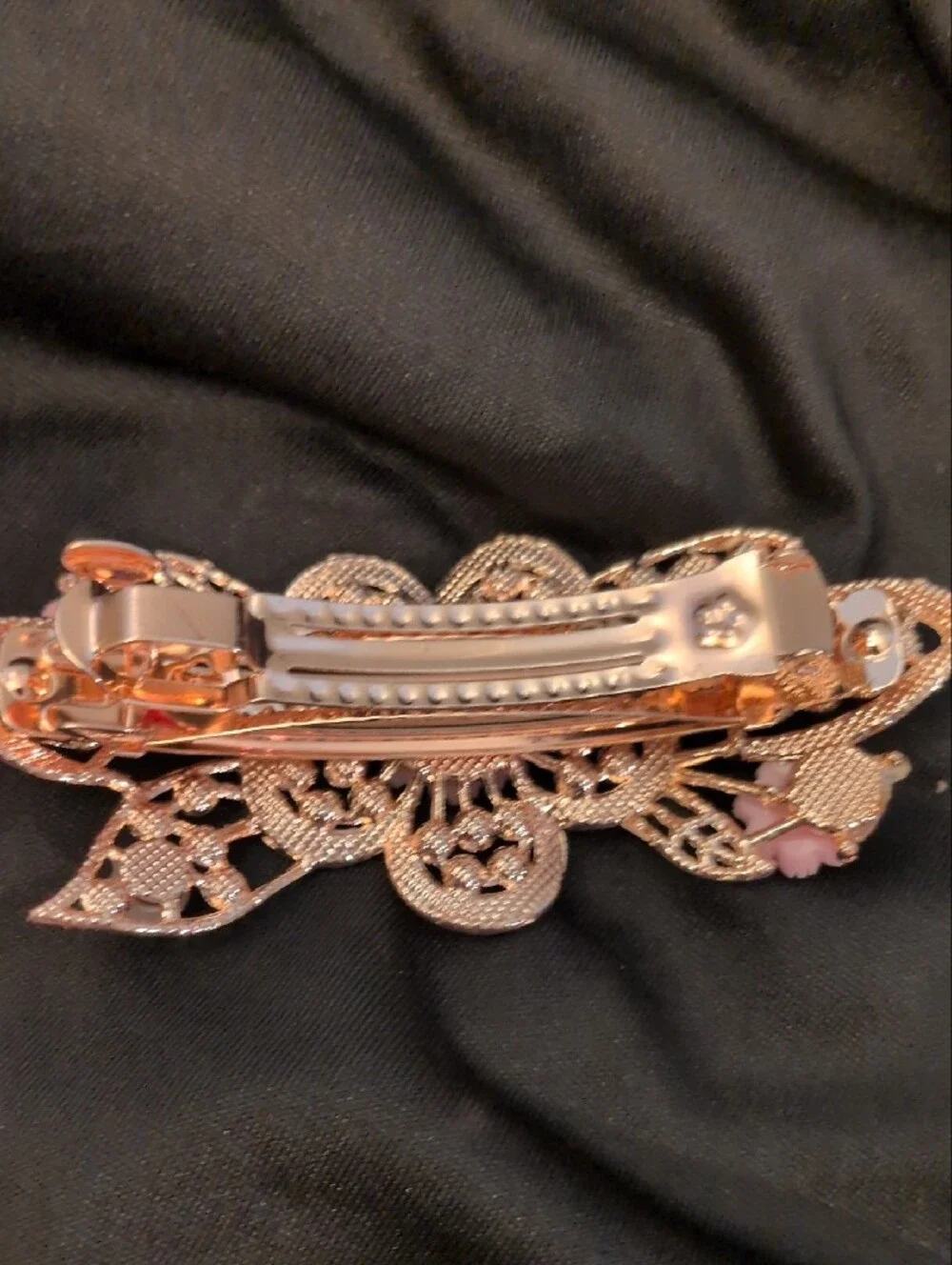 Floral Pink Crystal Barrette Hair Clip